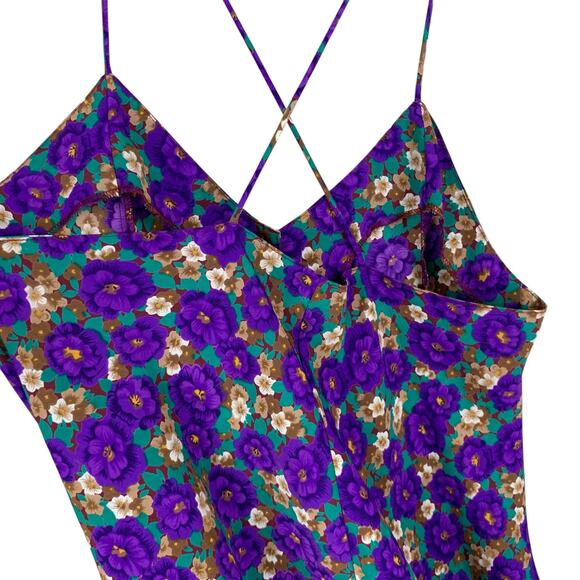Vintage Jo Intimates Teddy Romper Purple Floral One Piece Cami Shorts Women's S - Picture 7 of 9